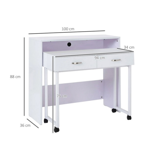 Πολυμορφικό Ξύλινο Γραφείο 100 x 36 x 88 cm HOMCOM 920-021V01WT