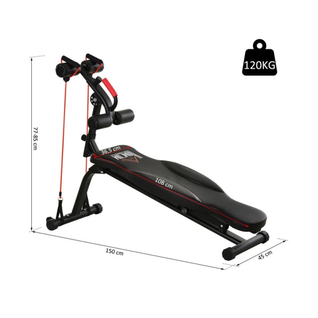 Πολυλειτουργικός Πάγκος Γυμναστικής 150 x 45 x 77-85 cm Χρώματος Μαύρο HOMCOM A91-087BK