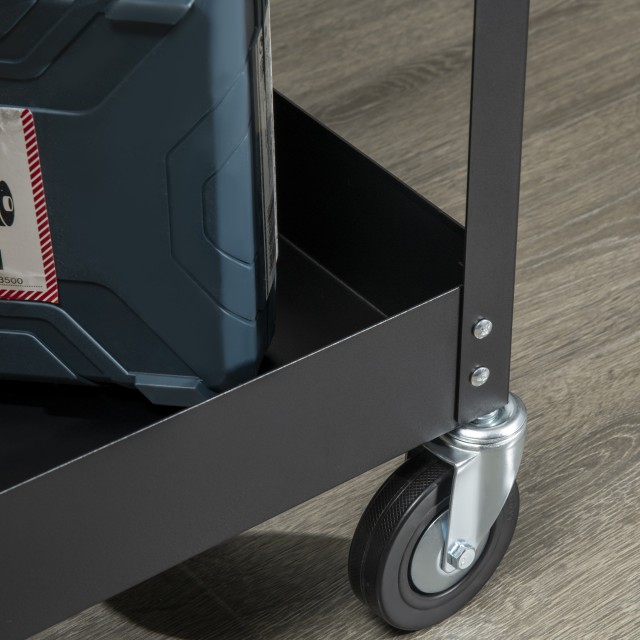 Ατσάλινο Τρόλεϊ Εργαλείων με 2 Ράφια 84.5 x 38 x 84 cm DURHAND B20-083V00BK