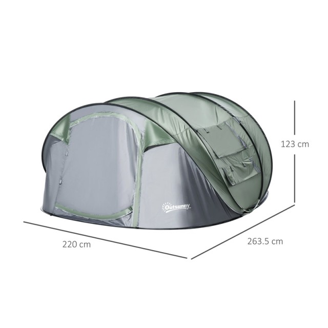 Pop Up Σκηνή Κάμπινγκ 4-5 Ατόμων 1000 mm 263.5 x 220 x 123 cm Outsunny A20-169