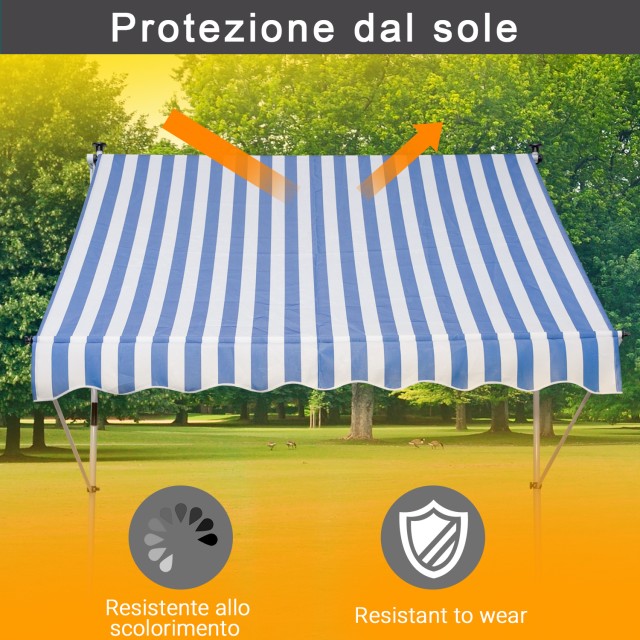 Outsunny Outdoor Roller Τέντα με μανιβέλα, ρυθμιζόμενο ύψος και γων...