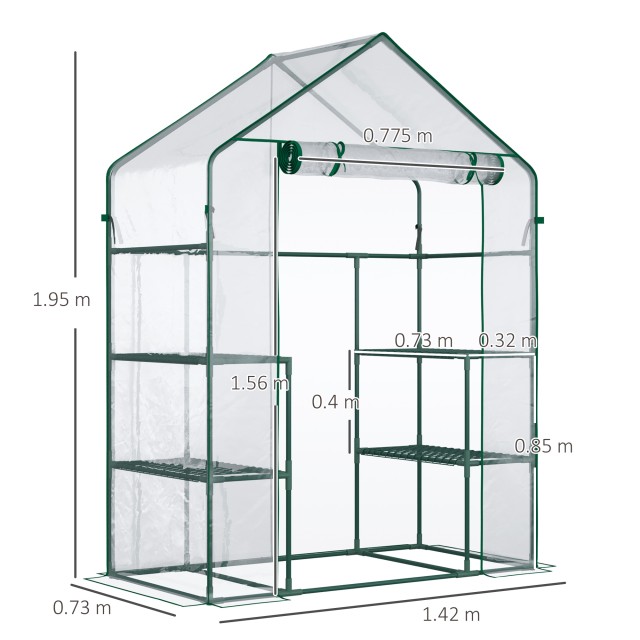 Outsunny Garden Greenhouse σε Αδιάβροχο και Anti UV PE με εξαρτήματ...