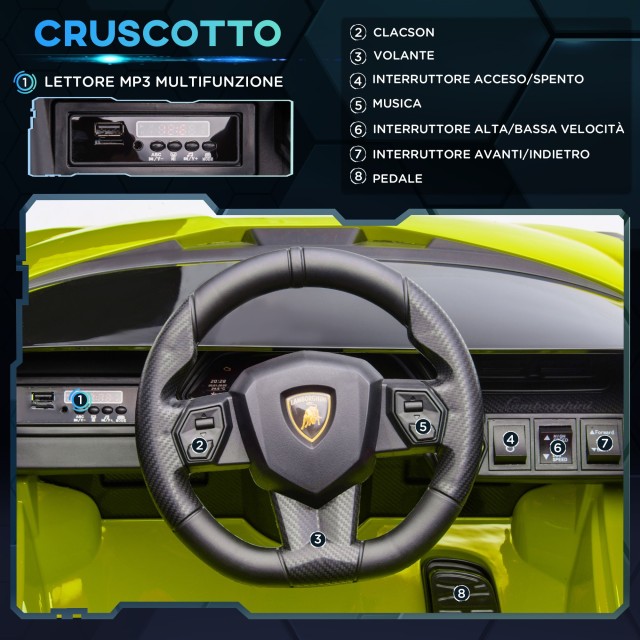HOMCOM Ηλεκτρικό αυτοκίνητο για παιδιά Lamborghini Et? 3-5 ετών - Πράσινο 370-171V90GN