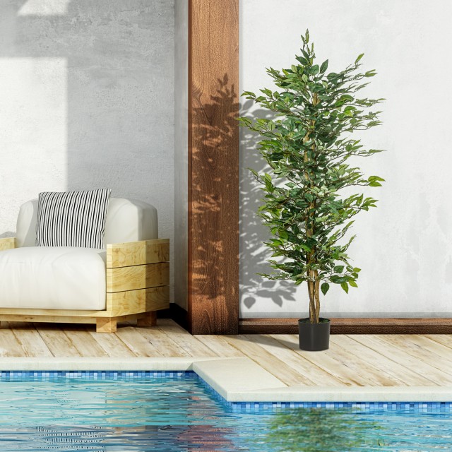 HOMCOM Fake Ficus Plant 150cm ύψος, Διακόσμηση εσωτερικού και εξωτε...
