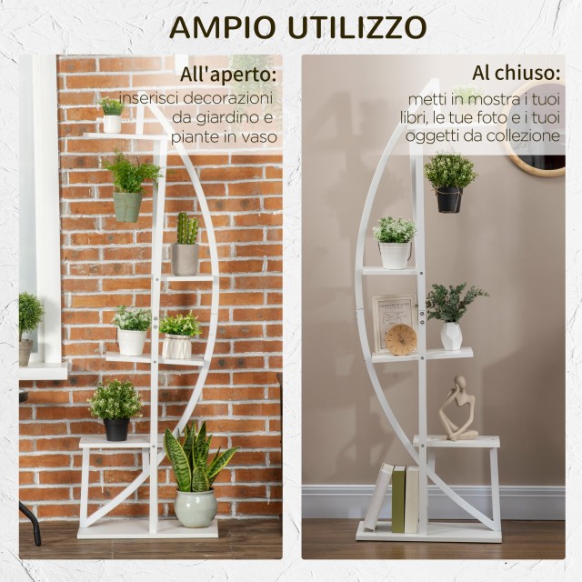 Stand λουλουδιών Outsunny 5 επιπέδων Crescent για εσωτερικούς και ε...