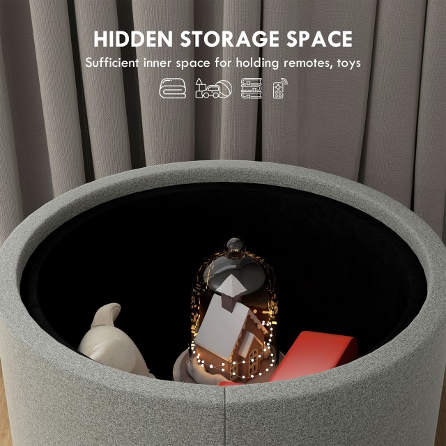 HOMCOM Linen Effect Container Πουφ, 120 kg max με καπάκι, σε MDF, 5...