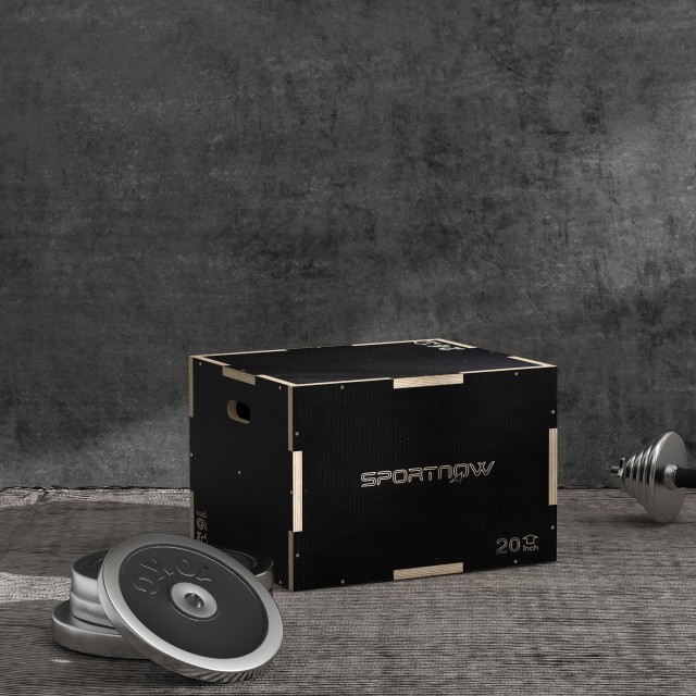 SPORTNOW Plyometric Jump Box σε 3 ύψη σε αντιολισθητικό ξύλο, 61-51-41cm, μαύρο A93-055V01BK
