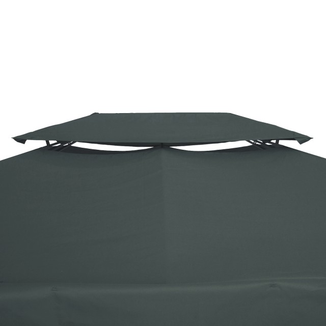 Outsunny 4x3m 2-Tier Polyester Gazebo κάλυμμα με ιμάντες και 10 οπές αποστράγγισης, γκρι ανθρακί 84C-102GY