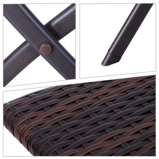 Outsunny Rattan Σετ Έπιπλα Κήπου 1 Τραπεζάκι σαλονιού και 2 Πτυσσόμενες Καρέκλες Κήπου 3τμχ Καφέ 841-176
