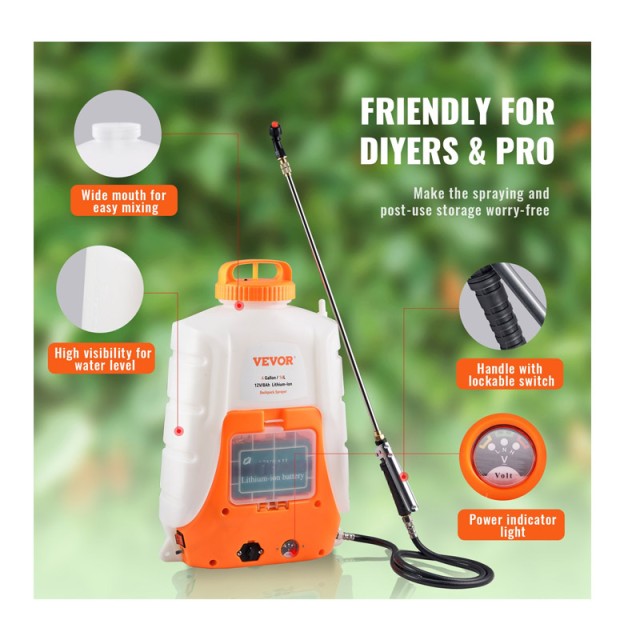 Ψεκαστήρας Πλάτης Μπαταρίας 90 PSI 12V 15 Lt VEVOR BBPPPPE416L12HNJ1V2
