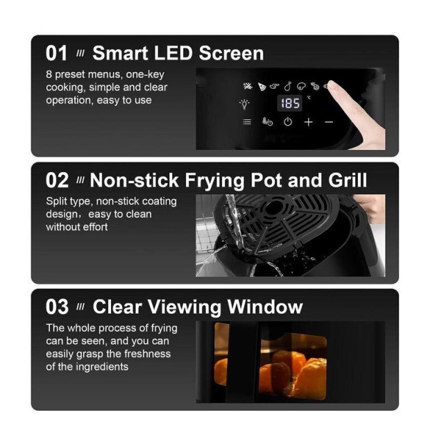 Ψηφιακή Φριτέζα Αέρος 6.5 Lt 1500 W Royalty Line RL-AF-5408 Ψηφιακή Φριτέζα Αέρος 6.5 Lt 1500 W Royalty Line RL-AF-5408