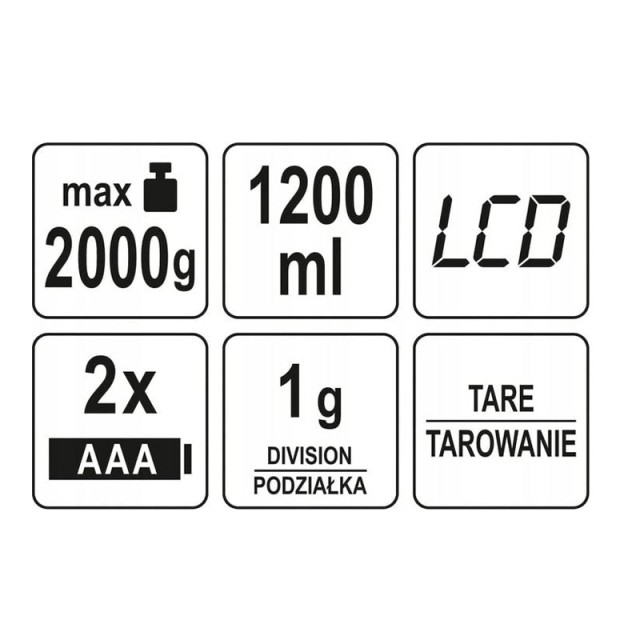 Ψηφιακή Ζυγαριά Κουζίνας με Δοχείο 1200 ml 1g/2000g LUND 68364