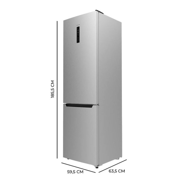 Ψυγείο Total NoFrost 322 Lt 59.5 x 63.5 x 185.5 cm Cecotec Bolero CoolMarket Combi 322 Inox D CEC-02423