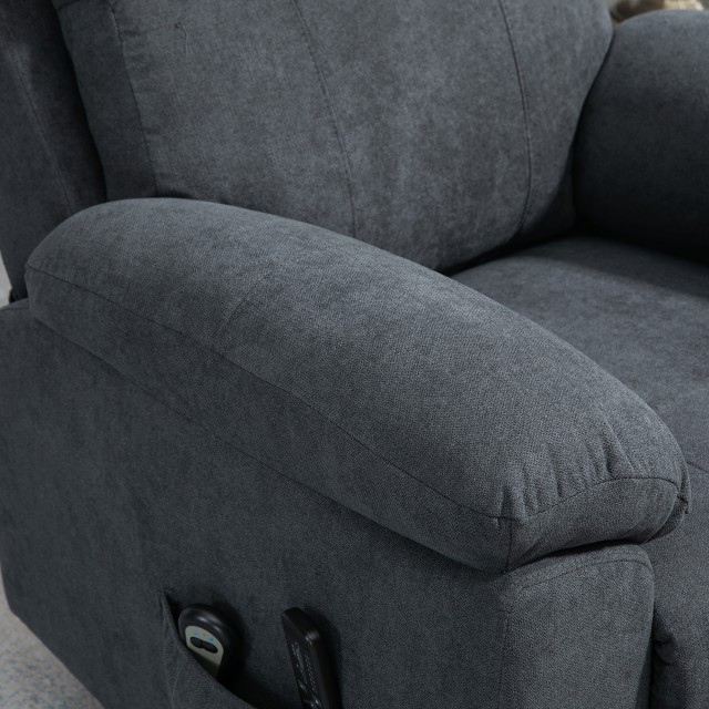 HOMCOM Lift Chair ανακλινόμενη έως 135° με 8 σημεία μασάζ, τηλεχειριστήριο και υποπόδιο 85x94,5x103 cm, Γκρι 713-097