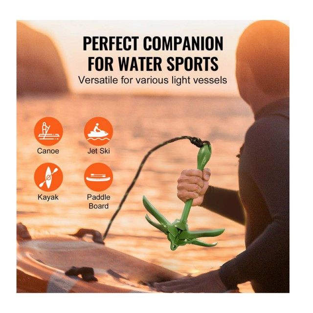 Πτυσσόμενη Άγκυρα για Κανό Καγιάκ από Χυτοσίδηρο 1.5 Kg με Σχοινί κ...