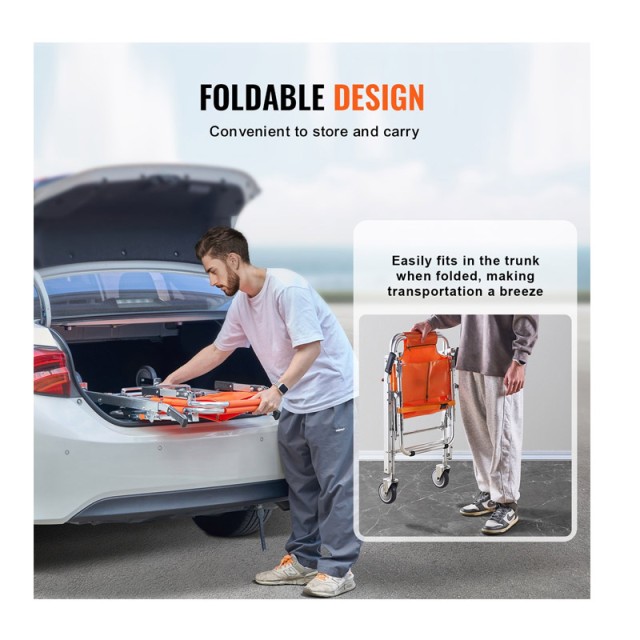 Πτυσσόμενη Τροχήλατη Καρέκλα Μεταφοράς Ασθενών έως 158 Kg 540 x 133...