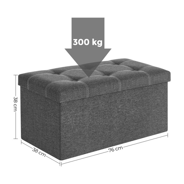 Πτυσσόμενο Σκαμπό με Αποθηκευτικό Χώρο 76 x 38 x 38 cm Songmics LSF001G01