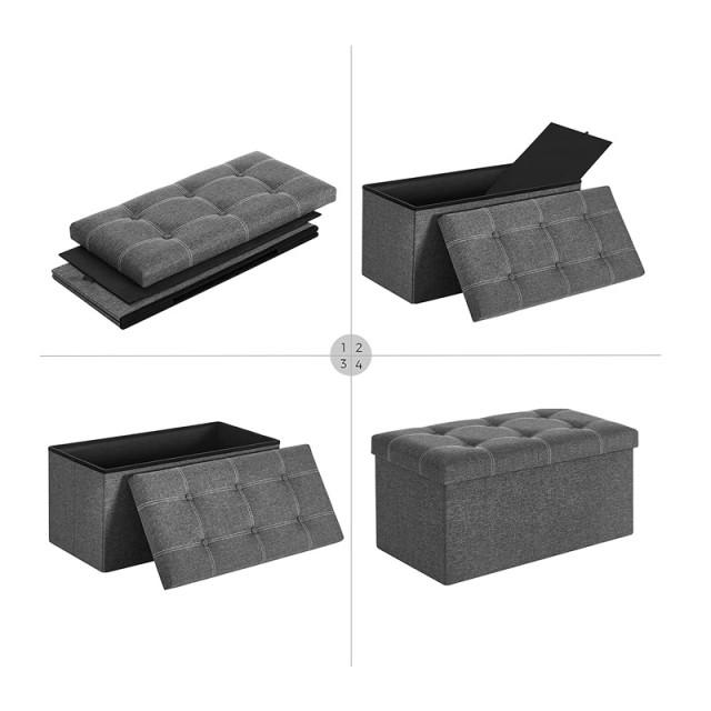 Πτυσσόμενο Σκαμπό με Αποθηκευτικό Χώρο 76 x 38 x 38 cm Songmics LSF001G01