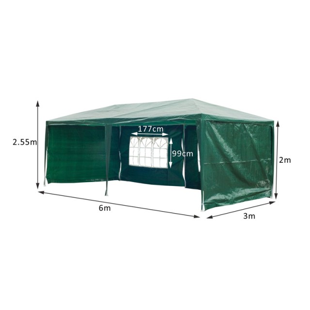 Πτυσσόμενο Κιόσκι Κήπου 3 x 6 x 2.55 m Outsunny 840-062GN