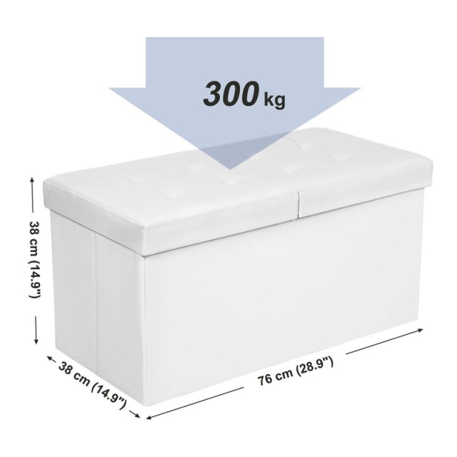 Πτυσσόμενο Σκαμπό με Αποθηκευτικό Χώρο 76 x 38 x 38 cm Songmics LSF45WT