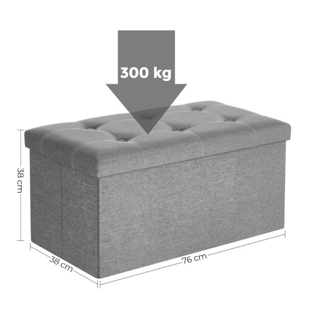 Πτυσσόμενο Σκαμπό με Αποθηκευτικό Χώρο 76 x 38 x 38 cm Χρώματος Γκρι Songmics LSF001G02