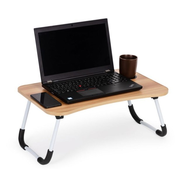 Πτυσσόμενο Τραπεζάκι για Laptop 60 x 40 x 28 cm Χρώματος Καφέ Ανοιχ...