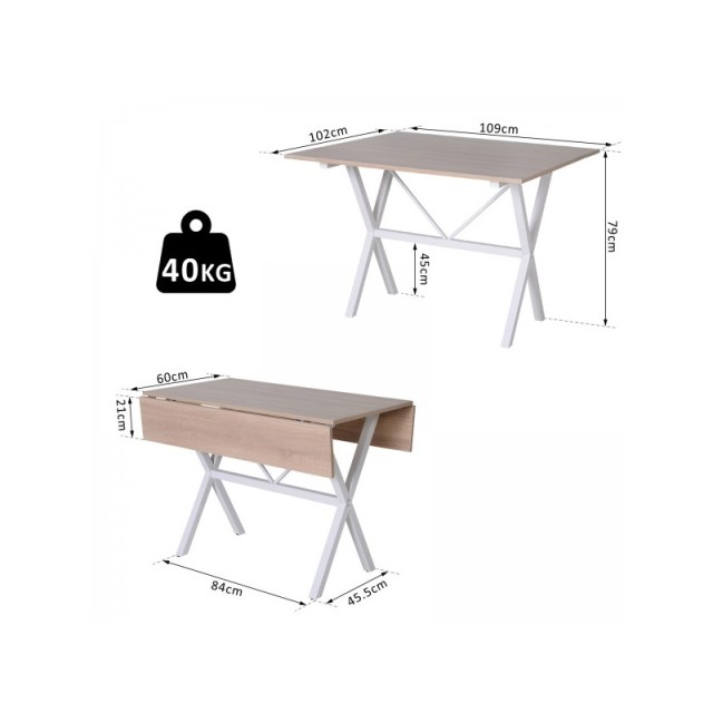 Πτυσσόμενο Τραπέζι 109 x 102 x 79 cm Χρώματος Καφέ HOMCOM 835-119AK