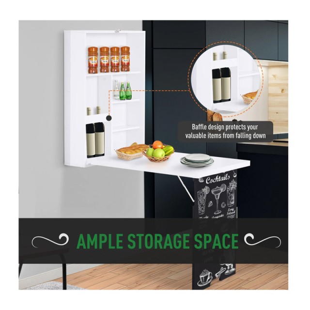 Πτυσσόμενο Ξύλινο Γραφείο Τοίχου 60 x 88.5 x 146.5 cm HOMCOM 836-139