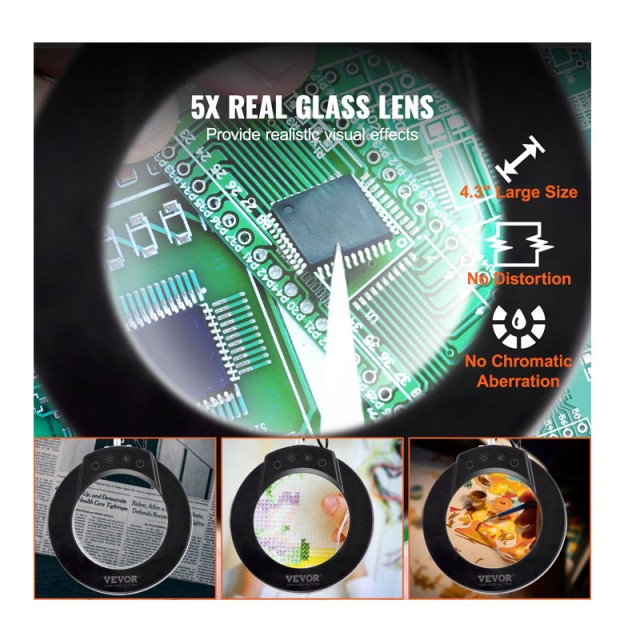 Πτυσσόμενος Μεγεθυντικός Φακός 5x με Λάμπα LED και Περιστρεφόμενο Β...