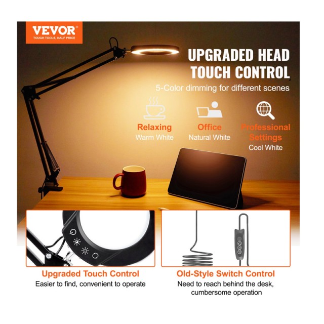 Πτυσσόμενος Μεγεθυντικός Φακός 5x με Λάμπα LED και Περιστρεφόμενο Β...