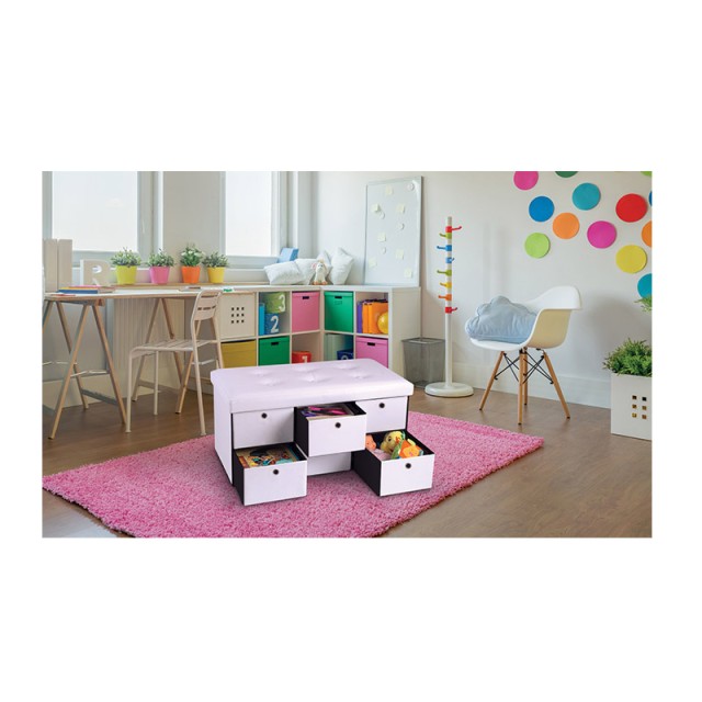 Σκαμπό Αποθήκευσης με 6 Συρτάρια 76 x 38 x 38 cm Χρώματος Άσπρο SPM...