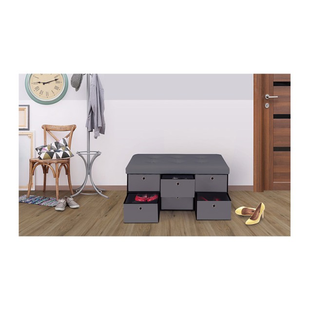 Σκαμπό Αποθήκευσης με 6 Συρτάρια 76 x 38 x 38 cm Χρώματος Γκρι SPM 50070203