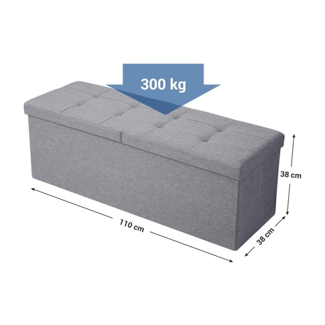 Πτυσσόμενο Σκαμπό με Αποθηκευτικό Χώρο 110 x 38 x 38 cm  Χρώματος Γκρι Songmics LSF71G