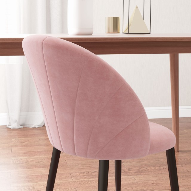 HOMCOM Σετ 2 καρέκλες τραπεζαρίας με επένδυση Nordic style σε μέταλλο και βελούδο, 52x54x79cm, ροζ 835-253V00PK