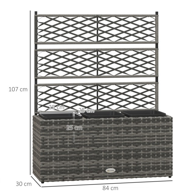 Outsunny Planter με πλέγμα για αναρρίχηση με 3 γλάστρες από ατσάλι ...