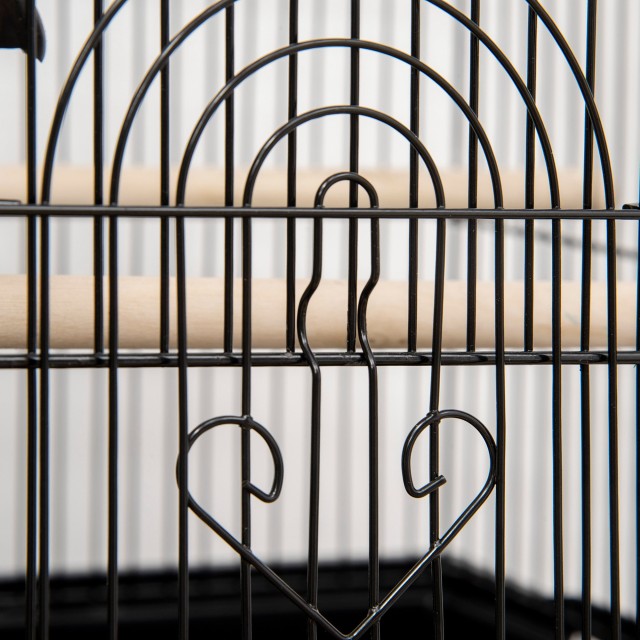 PawHut Bird Cage με λαβή μεταφοράς και αφαιρούμενο δίσκο, σε μέταλλο και πλαστικό, 50,5x41x63 cm, μαύρο D10-062V01BK