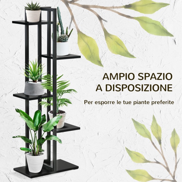 Outsunny Σκάλα φυτών 5 επιπέδων για MDF και ατσάλι εσωτερικού και ε...
