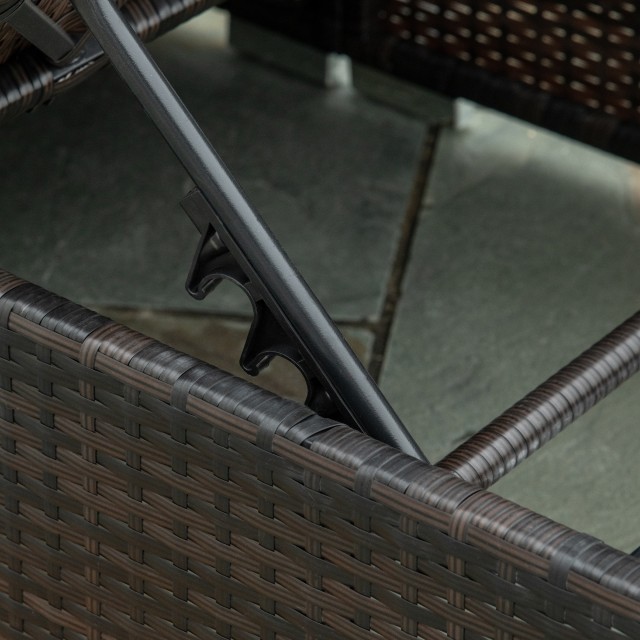 Ξαπλώστρα Outsunny σε PE Rattan με ανακλινόμενη πλάτη 5 θέσεων, 195x68x30cm, καφέ 862-025V01BN