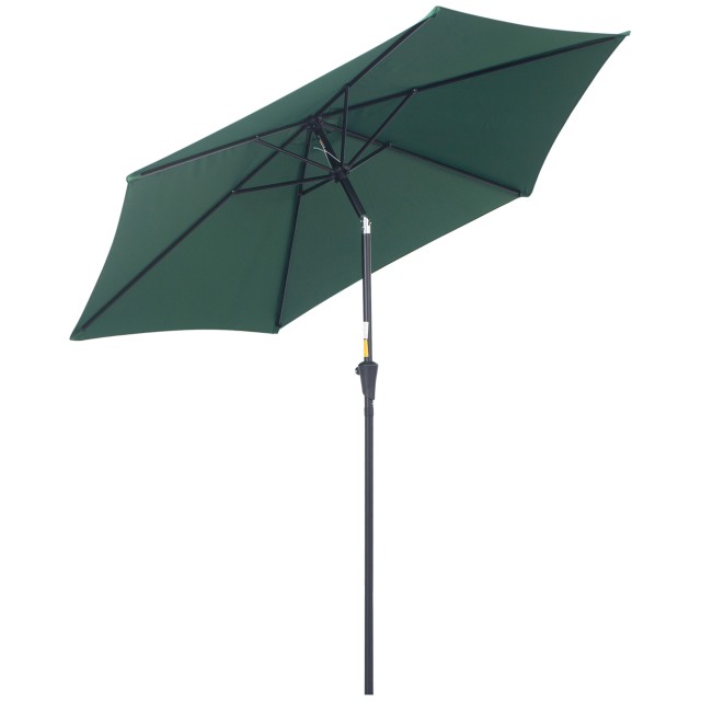 Outsunny Tilting Garden Beach Ομπρέλα Αλουμινίου και Πολυεστέρα Φ2,7×2,35m Σκούρο Πράσινο 84D-032GN
