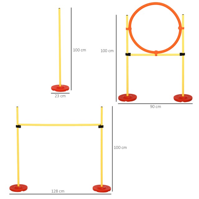 PawHut Set Agility Dog με στοιχήματα και ρυθμιζόμενο δαχτυλίδι για εκπαίδευση σκύλων D07-026