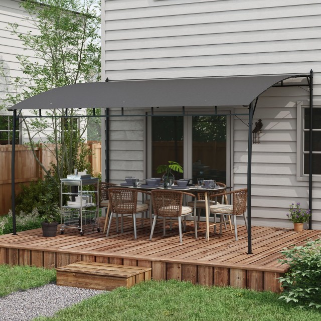 Outsunny Pergola Gazebo με 3 οπές αποστράγγισης, σε μέταλλο και πολυεστέρα, 400x296x200/262 cm, σκούρο γκρι 84C-471V00CG