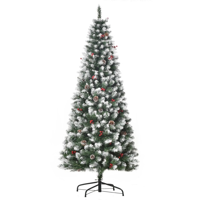 Verschneiter Weihnachtsbaum mit weißen Dekobeeren 180 cm HOMCOM 830-382V01