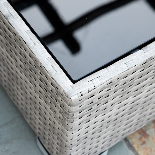 Outsunny σετ επίπλων κήπου 4 τεμαχίων σε PE Rattan, Lounge εξωτερικού χώρου με 3 καναπέδες και 1 τραπεζάκι σαλονιού, αφαιρούμενα και πλενόμενα μαξιλάρια, γκρι 860-221