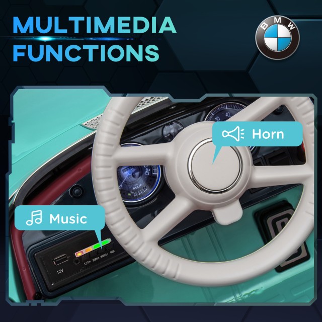 HOMCOM Electric Ride-On Toy Car για Παιδιά με 2 Πόρτες με άδεια BMW 507, με κόρνα και τηλεχειριστήριο, 115x55x47 cm, πράσινο 370-305V90GN