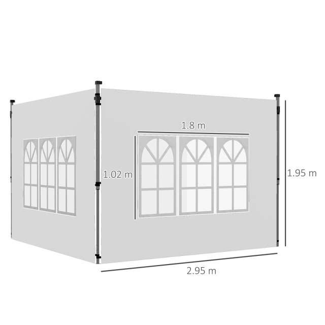 Outsunny 3x3 ή 3x4 τοίχοι κιόσκι με παράθυρα που περιλαμβάνονται, α...