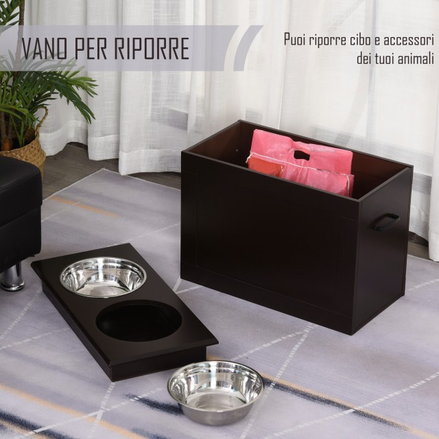 PawHut Raised Dog Bowl Hold with 2 Bowls Φ24cm από ανοξείδωτο ατσάλι D08-021CF