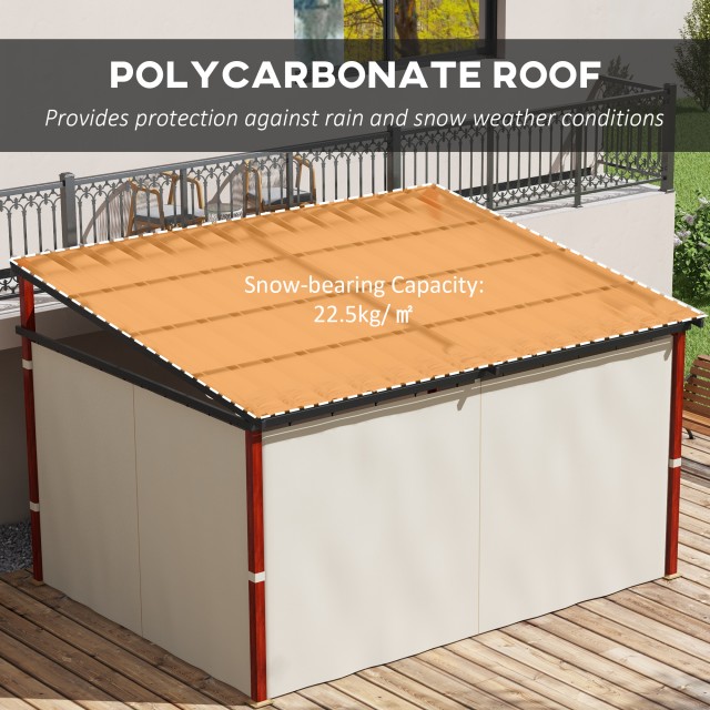 Outsunny Pergola με Πλαϊνές Τέντες και Πτυσσόμενη Οροφή σε Η/Υ, από αλουμίνιο και μέταλλο, 345x300x215-255 cm, Κρέμα 84C-475V00CW