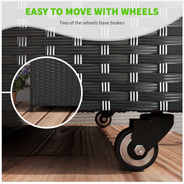 Outsunny PE Rattan Garden Storage Box με ρόδες και πλαϊνή λαβή, 121...