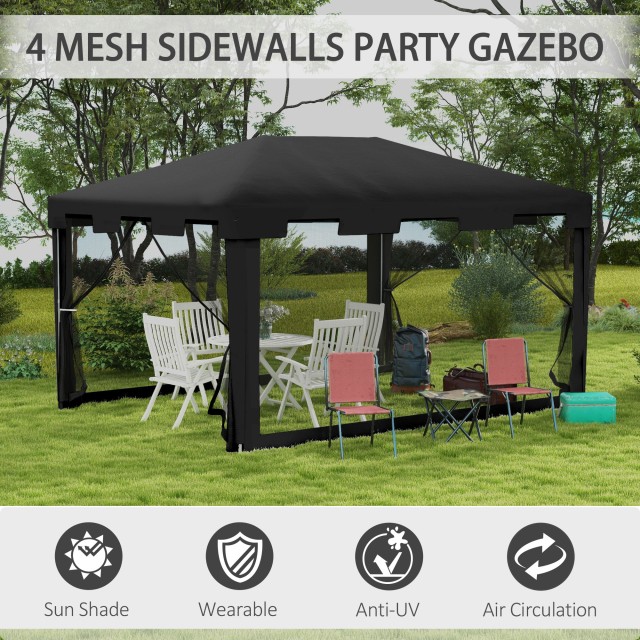 Outsunny Folding Gazebo 4x3 m με κουνουπιέρα και 2 εισόδους, σε μεταλλικό και PE, σκούρο γκρι 84C-022V03CG