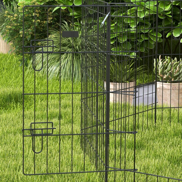 PawHut Fence για σκύλους και κουτάβια, παρκοκρέβατο για κατοικίδια 8 τεμαχίων σε σύρμα, 76 x 61 cm μαύρο D06-020V01BK